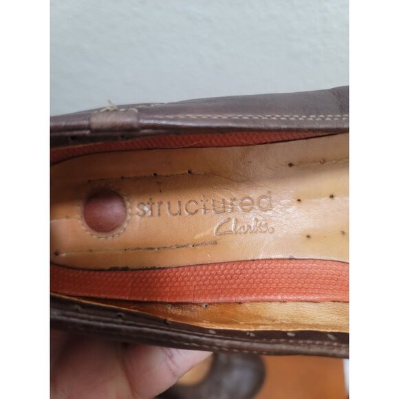 Clarks Unstructured Un Softwalk Brown Leather Slip-On Comfort Flats Women's Shoe - Picture 11 of 13